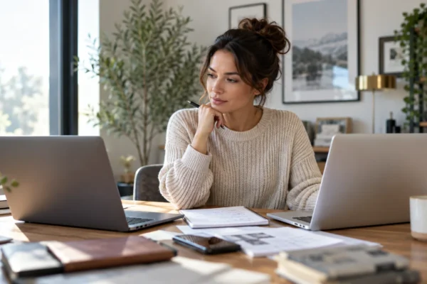 Comparaison de logiciels sur deux ordinateurs dans un bureau