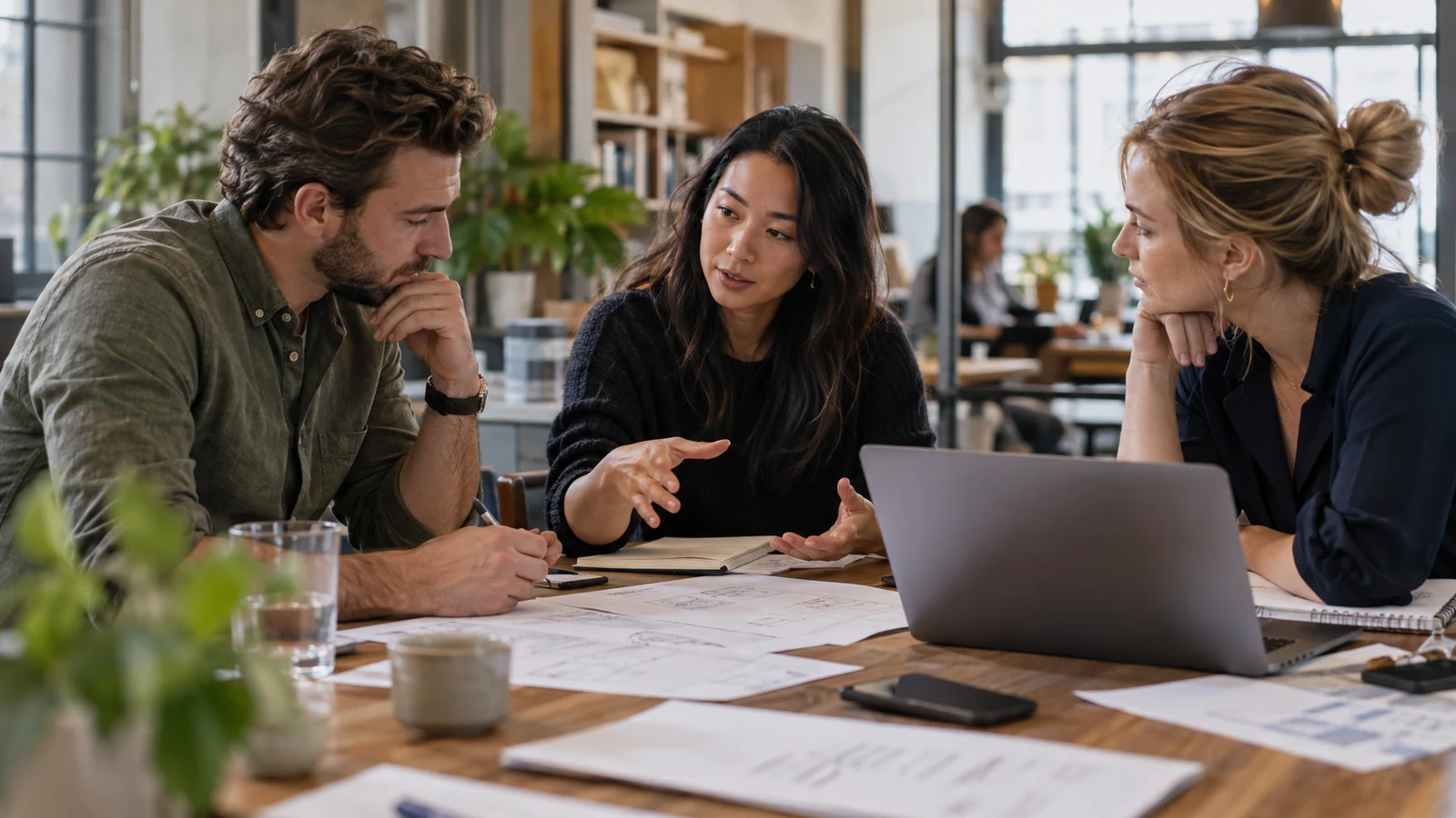 Illustration : Consultants échangeant sur l’organisation d’un projet.